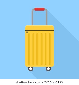 Yellow Travel Suitcase Flat Vector Icon Illustration