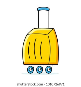 Yellow travel suitcase isolated