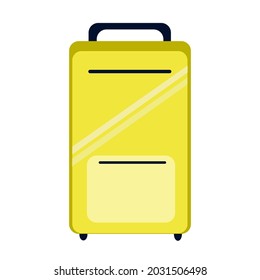Yellow travel suitcase on wheels. Isolated element on a white background.