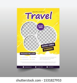 Yellow Travel Tour Flyer Annual Report Brochure Design Template Vector. Business Flyers Infographic Magazine Poster.Abstract Layout Template ,Book Cover Presentation Portfolio.