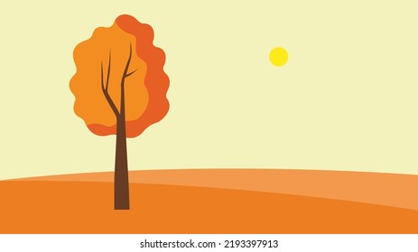 yellow tree in the autumn landscape