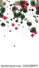 Yellow Tree Background White Vector. Leaf Vintage Pattern. Red Foliage. Abstract Card. Green Artwork Frame.