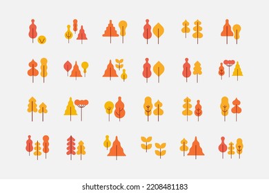 Yellow Tree flat Illustration. Autumn, fall