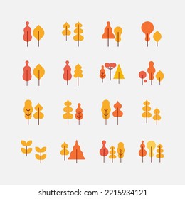 Ilustración plana de árbol amarillo. Otoño, otoño