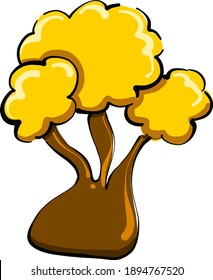 Yellow tree, illustration, vector on white background