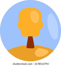 Yellow tree, illustration, vector on a white background.
