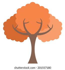 Yellow tree isolated on white background