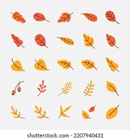 Yellow Tree leaf  flat Illustration. Autumn, fall