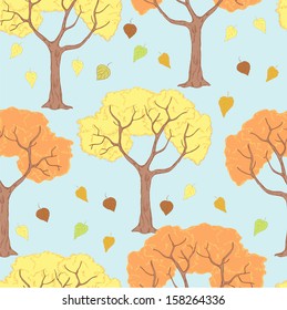 Yellow trees on the blue sky