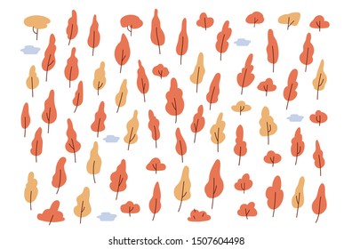 Yellow trees park background. Nature. Autumn landscape. Flat vector illustration.