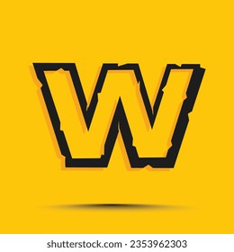 Yellow trendy alphabet letter w logo design template