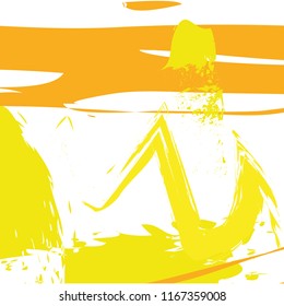 Yellow of trendy creative card with hand drawn textures. Design for poster, card, invitation, placard, brochure. Vector.