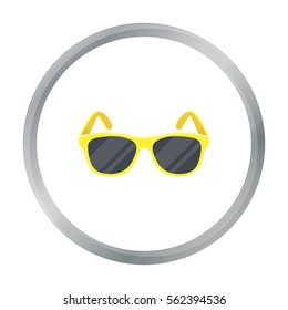 Yellow trendy sunglasses icon in cartoon style isolated on white background. Brazil country symbol stock vector illustration.