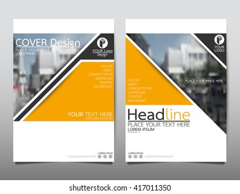 Yellow triangle annual report brochure flyer design template vector, Leaflet cover presentation abstract geometric background, layout in A4 size