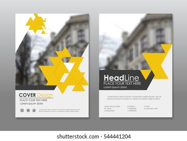 Yellow Triangle Annual Report Brochure Flyer Design Template Vector, Leaflet Cover Presentation Abstract Flat Background, Layout in A4 Size