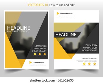 Yellow triangle annual report Leaflet Brochure Flyer template design, book cover layout design, abstract business presentation template, a4 size design