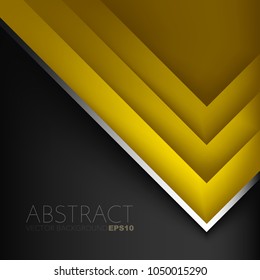 Yellow triangle background overlap layer on black space with corner arrow geometric element for design