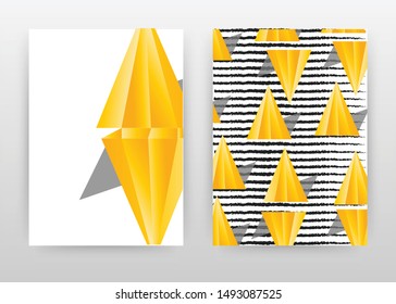 Yellow triangle and black sketch lines design for annual report, brochure, flyer, poster. Abstract background vector illustration for flyer, leaflet, poster. Business abstract A4 brochure template.