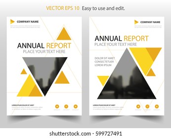 Yellow Triangle Brochure annual report Leaflet Flyer template design, book cover layout design, abstract business presentation template, a4 size design