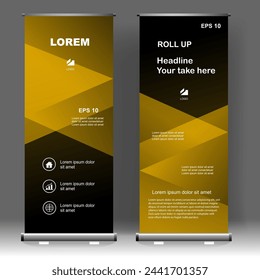 Business Roll Up Banner Luxus vertikale Vorlage Design, für Broschüre, Business, Flyer, Infografiken. Moderne X-Banner und Flagge-Banner Werbung. Vektor-Illustration