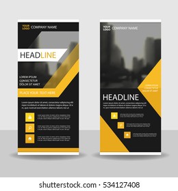 Yellow triangle Business Roll Up Banner flat design template ,Abstract Geometric vertical  banner Vector illustration set, presentation brochure flyer 