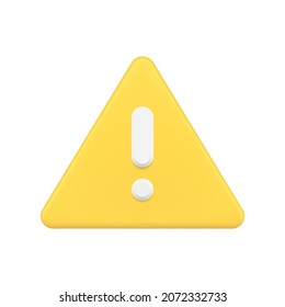 Yellow Triangle Button With Exclamation Point 3d Simple Icon Vector Illustration. Advisory Badge Dangerous Alert Protection Message Isolated. Secure Signal Warning Attention Caution Or Error