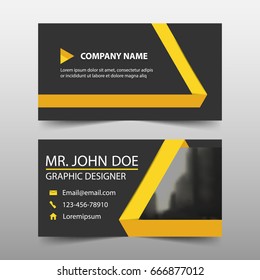 Yellow triangle corporate business card, name card template ,horizontal simple clean layout design template , Business banner template for website