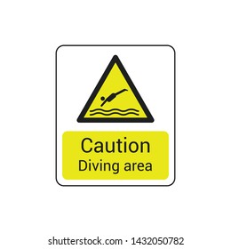 Yellow triangle diving area sign vector icon isolated on white background. Caution symbol modern, simple, vector, icon for website design, mobile app, ui. Vector Illustration
