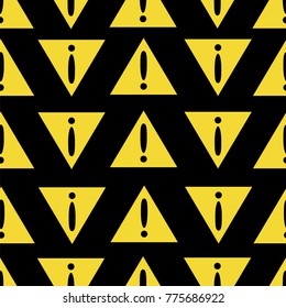 a yellow triangle with an exclamation point. seamless pattern
