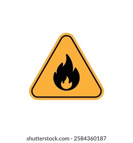 Yellow Triangle Flammable symbol, flammable icon, Fire sign vector illustration