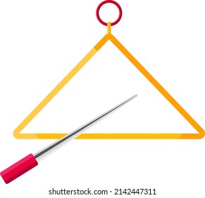 Yellow Triangle Instrument, Illustration, Vector On A White Background.