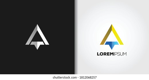 conjunto de plantillas de logotipo triangular amarillo 