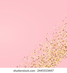 Yellow Triangle Modern Vector Pink Background. Luxury Foil Design. Golden Splash Golden Illustration. Confetti Paper Wallpaper.