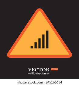 Yellow triangle on a black background, signal strength indicator, vector illustration, EPS 10