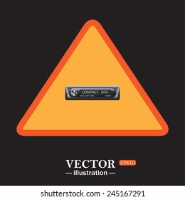 Yellow triangle on a black background, Modern Car Audio , vector illustration, EPS 10