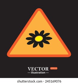 Yellow triangle on a black background, daisy,vector illustration, EPS 10