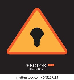Yellow triangle on a black background, LED lamp , vector illustration, EPS 10