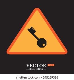 Yellow triangle on a black background, key, vector illustration, EPS 10