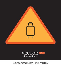 Yellow triangle on a black background.  Baggage icon. Vector illustration, EPS 10