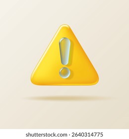 Yellow triangle risk and danger warning attention sign with dark glass transparent exclamation mark. Vector 3d illustration.