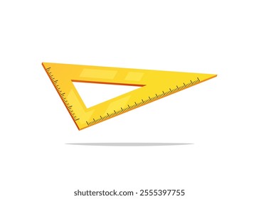 Yellow triangle ruler vector isolated on white background.