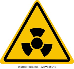 A yellow triangle with a shamrock inside. Sign of radioactive danger. Caution and warning.