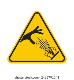 Yellow triangle sign of risk high pressure object, do not touch safety label