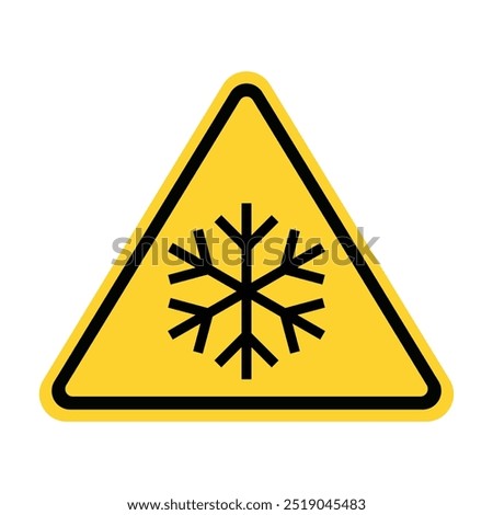 Yellow Triangle Slippery Road Warning Traffic Sign. Snow and Ice Hazard