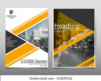 Yellow Triangle Technology Annual Report Brochure Flyer Design Template Vector, Leaflet Cover Presentation Abstract Flat Background, Layout In A4 Size