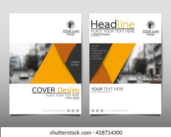 Yellow triangle technology annual report brochure flyer design template vector, Leaflet cover presentation abstract geometric background, layout in A4 size