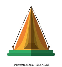 yellow triangle tent tourism travel shadow vector illustration eps 10