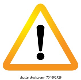 Yellow triangle warning alert sign vector illustration. Caution 3d attention sign yellow and white. Black exclamation point. Note, care, notice mark.
