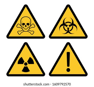 Yellow triangle warning or danger road sign vector illustration