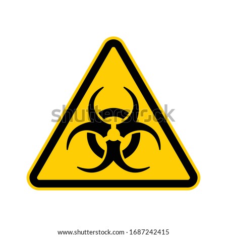Yellow triangle warning sign with biohazard symbol